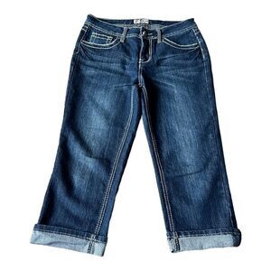 Earl Jean Women’s Mid Rise Flap Button Pocket Capri Cropped Jeans Size 6